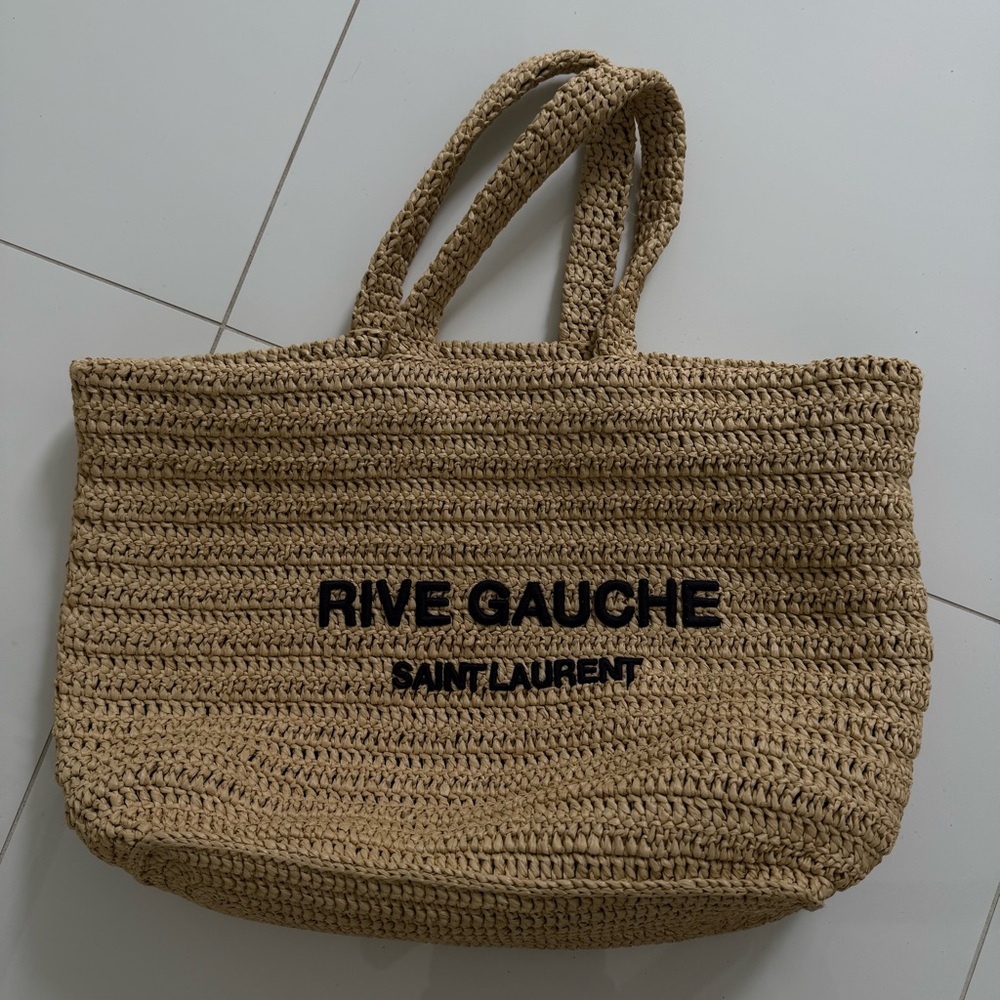 COPY - Saint Laurent Tan Woven Rive Gauche Tote